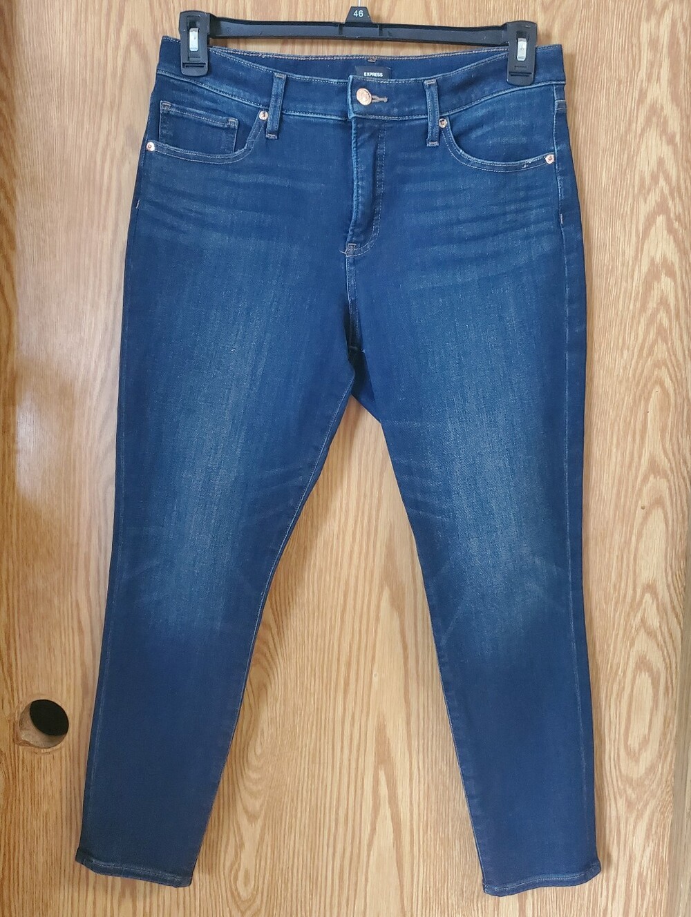 Express Skinny Midrise Jeans In Dark Blue Wash Size 12 Short